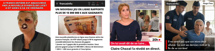 Des exemples de cyber-manipulation usurpant l'identité des animateurs ou marques